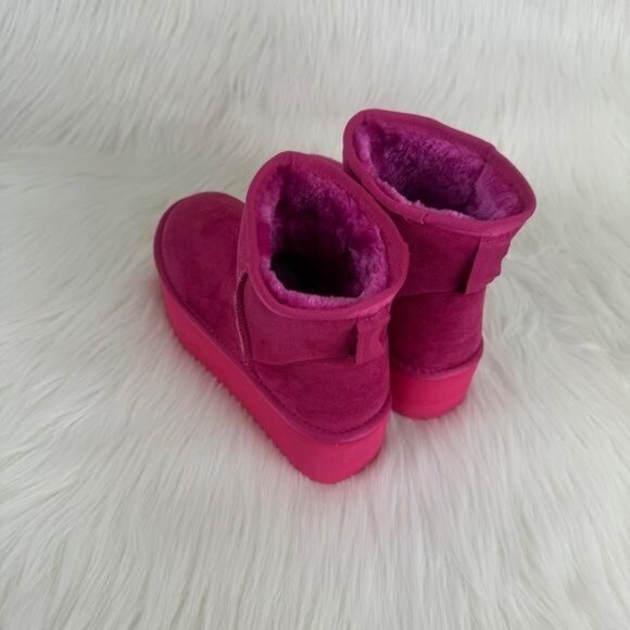 Cape Robbin Robbin Girl Pink Nomel Plush Platform Winter Ankle Boots Bootie - Picture 7 of 10